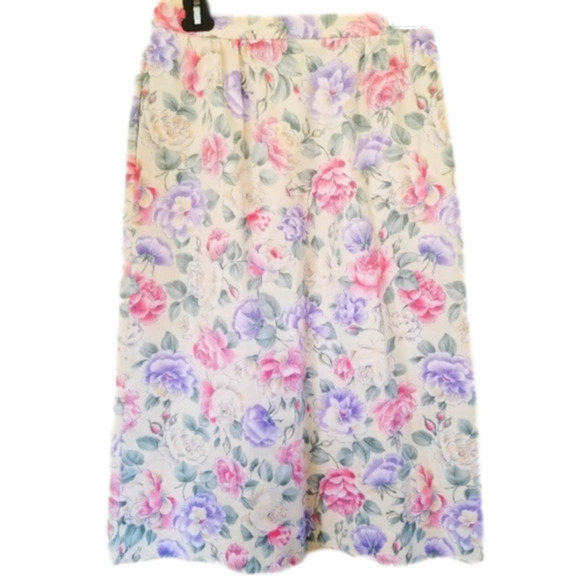VINTAGE Margaret Smith Floral Midi A-line Skirt Size Vint 10 - Picture 1 of 10